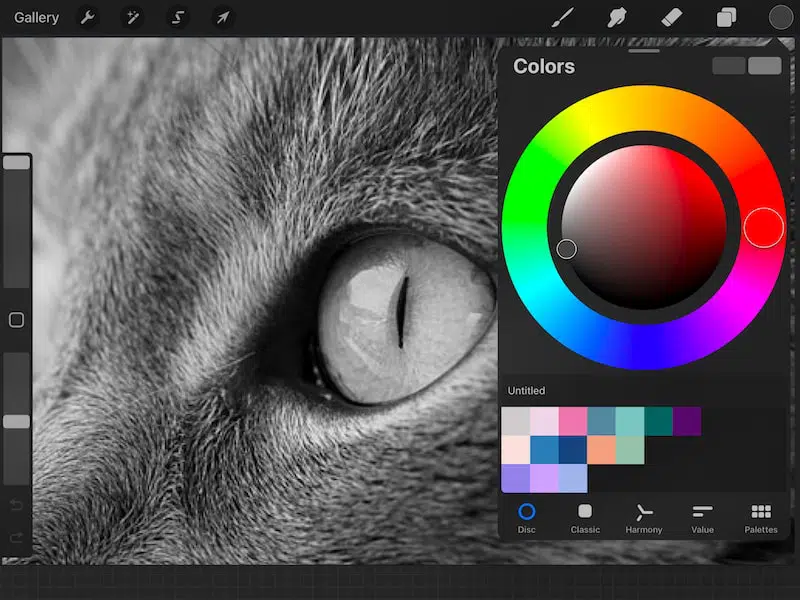 procreate black and white image in multi-color color profile