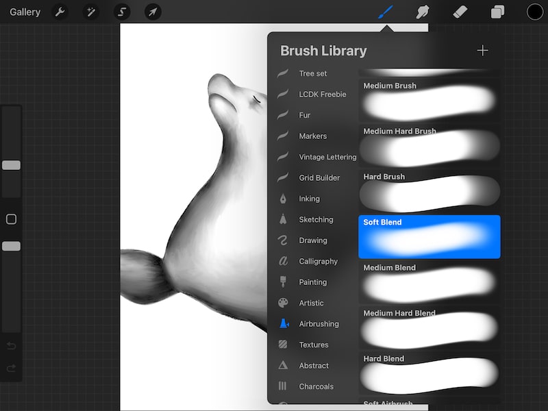 procreate soft blend air brush