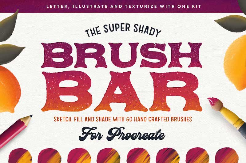 the super shady brush bar procreate pack