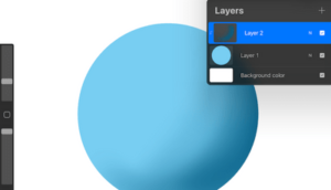 procreate blue circle with shading on a clipping mask
