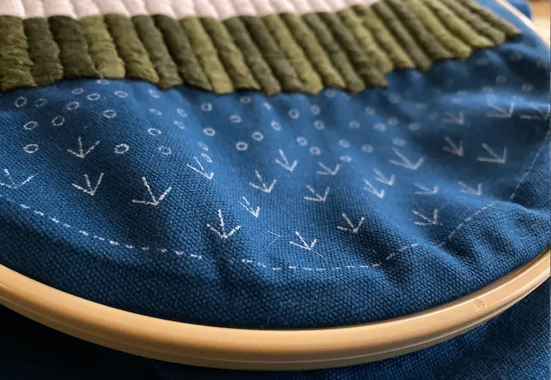 loose fabric in embroidery hoop