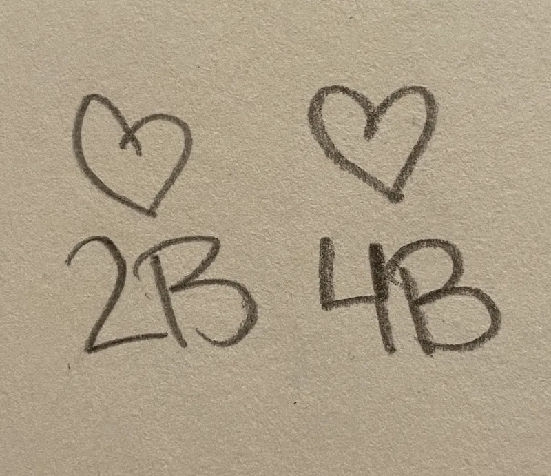 2B and 4B pencil lines