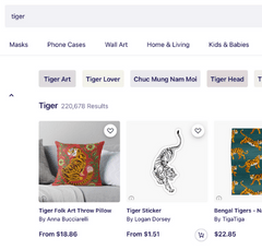 redbubble search results for tiger products