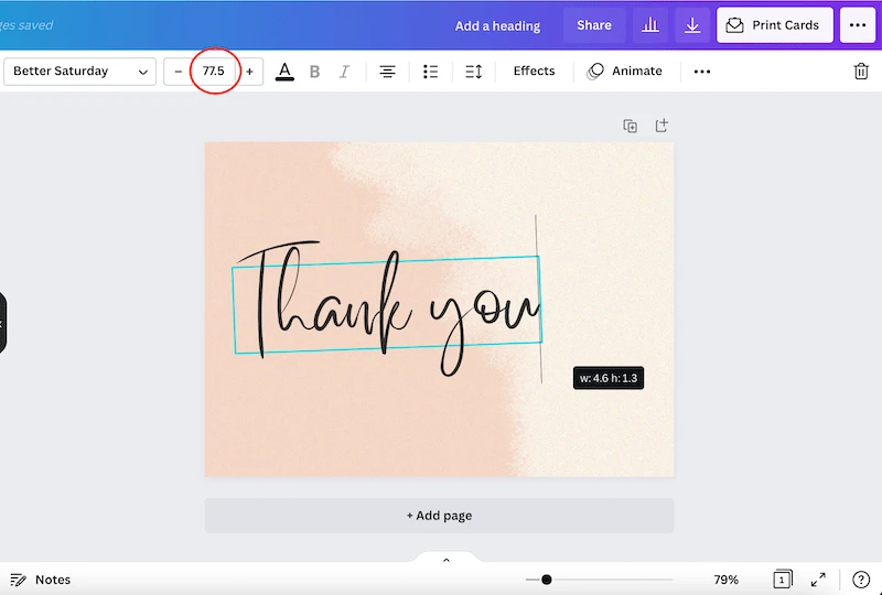 canva adjust text size changing font size