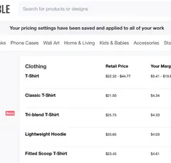 redbubble product pricing page