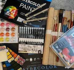 collection of art supplies