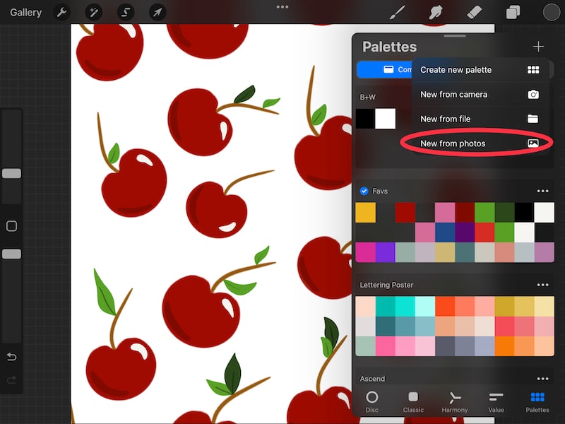 procreate create color palette from photos