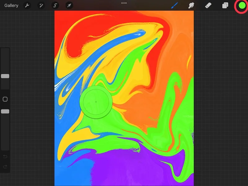 procreate green color selected with eyedropper tool