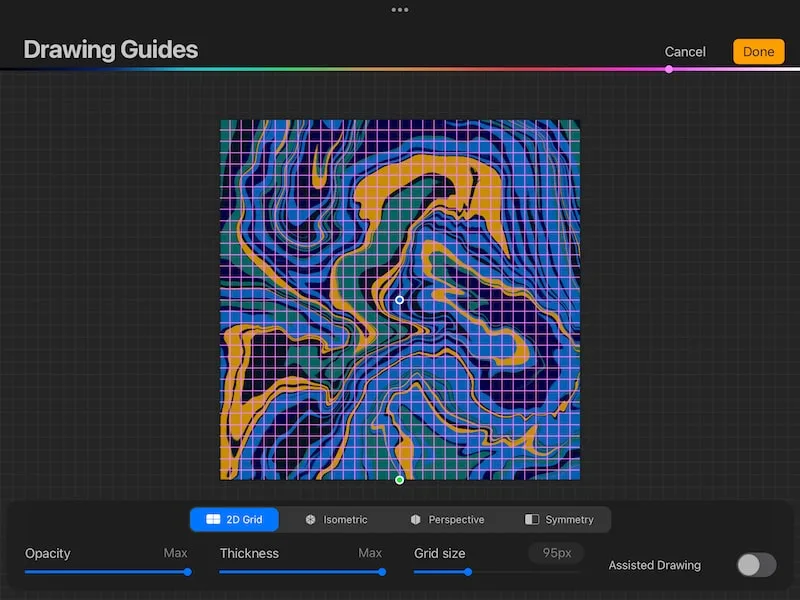 procreate light grid for dark background