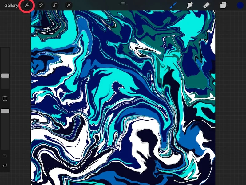 procreate wrench icon actions menu