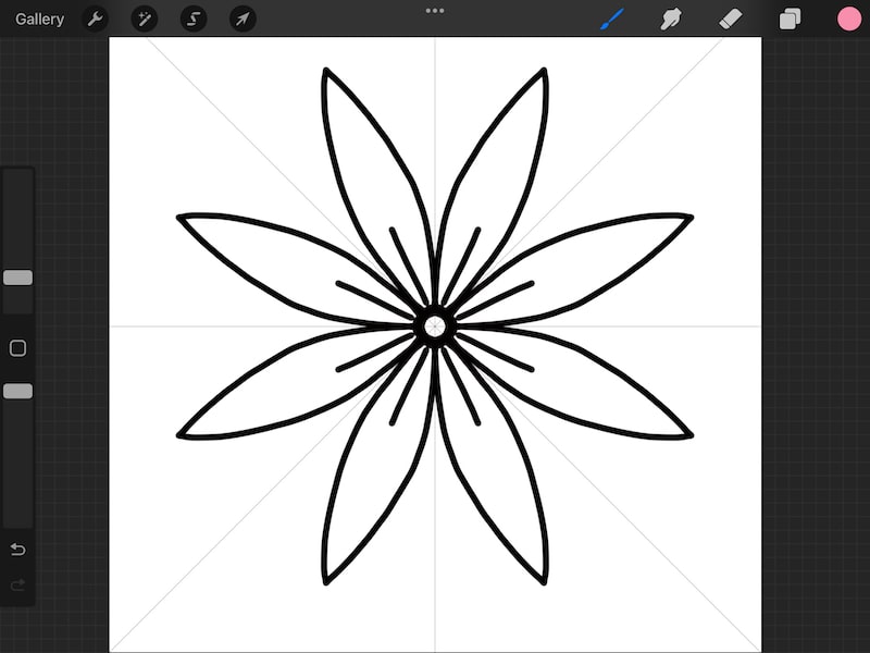 procreate flower with symmetry tool