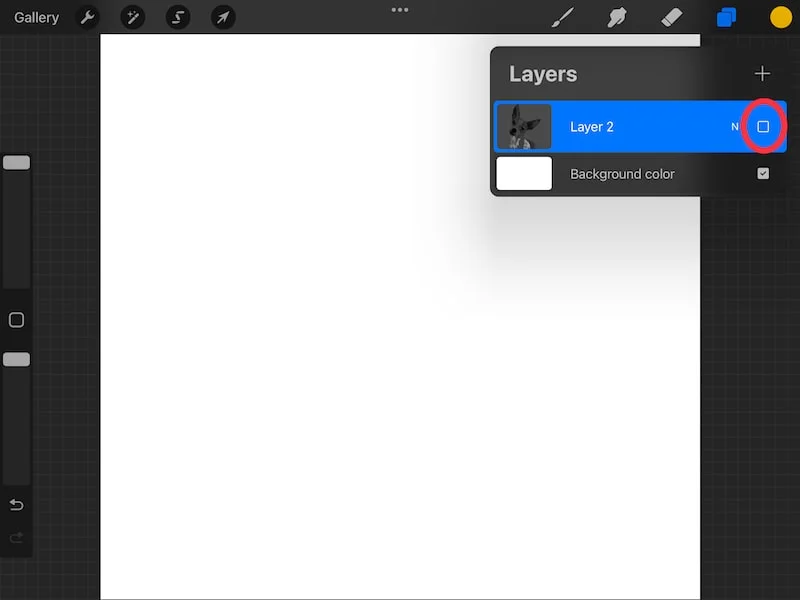 procreate layer visibility checkmark unchecked