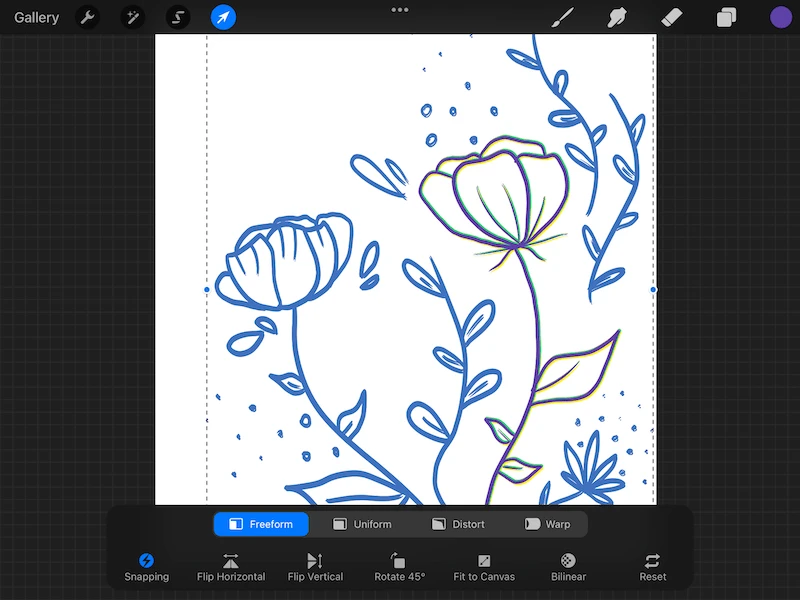 Procreate flower drawing move layer