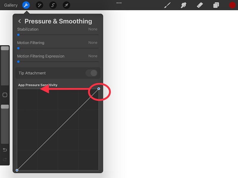 Procreate app pressure sensitivity box dot