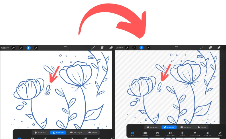 procreate freehand selection