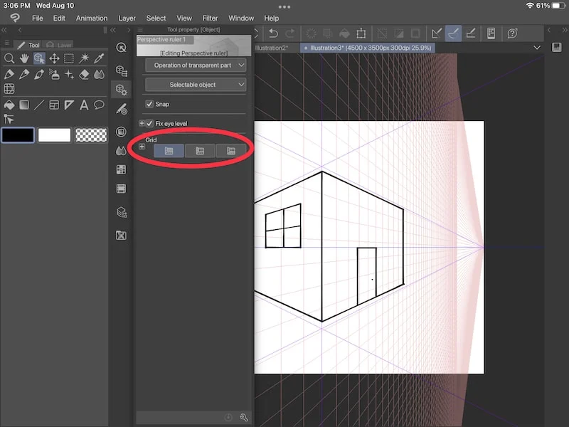 clip studio paint add grid to perspective grid