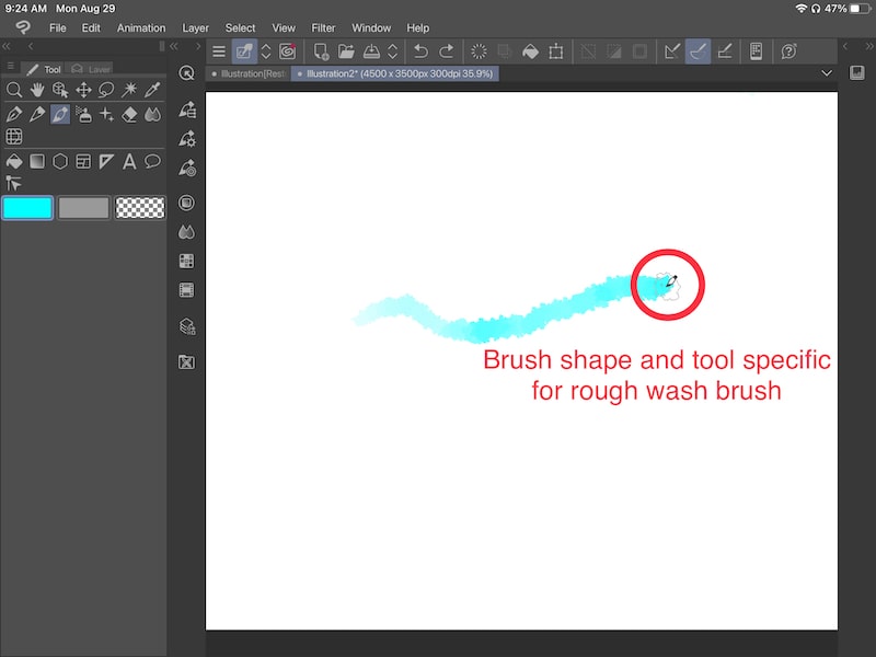 clip studio paint brush shape and tool specific cursor