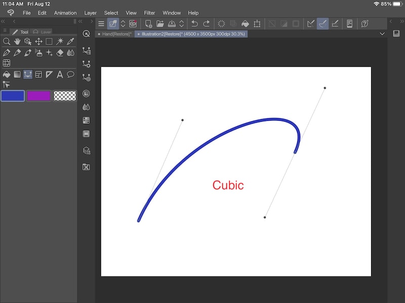 clip studio paint figure tool cubic bezier curve