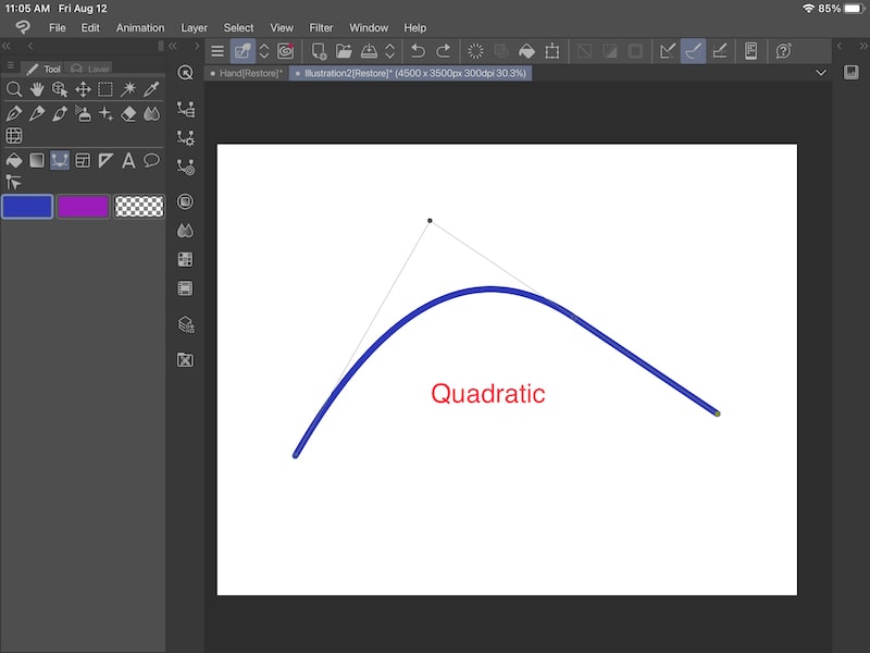 clip studio paint figure tool quadratic bezier curve