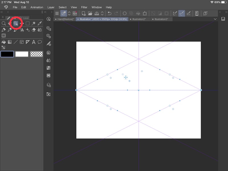 clip studio paint object tool with perspective grid