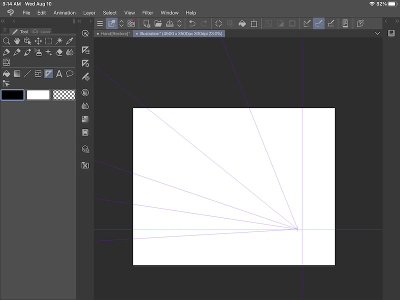 clip studio paint one vanishing point with multiple guides
