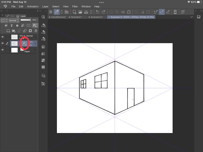 clip studio paint perspective icon selected