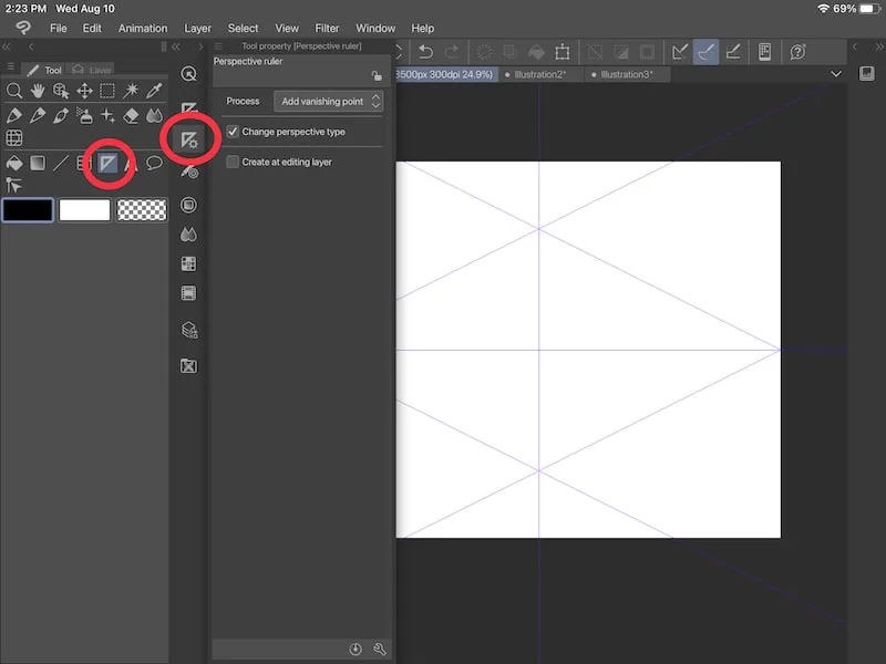 clip studio paint perspective ruler tool property