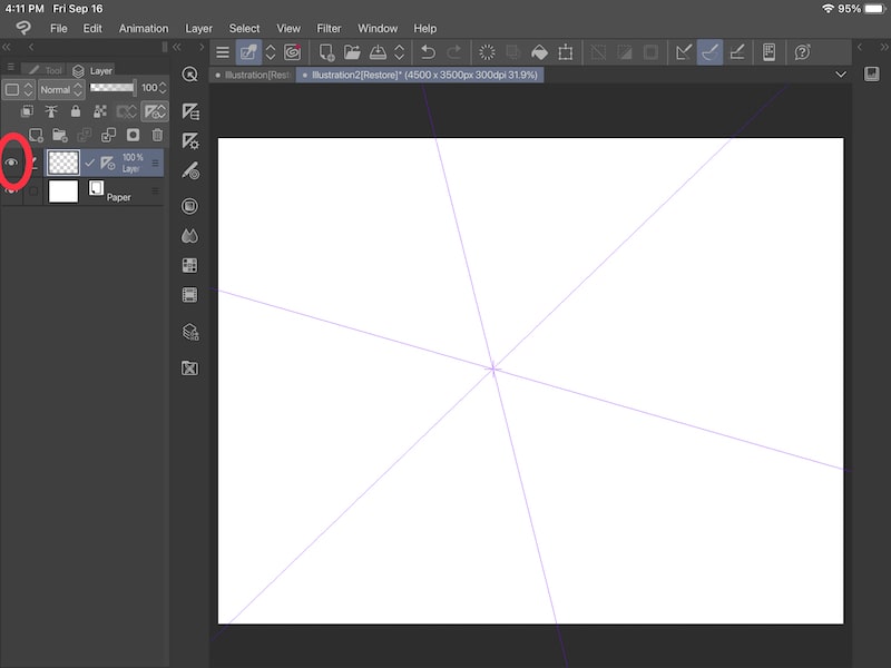 clip studio paint layer visibility on