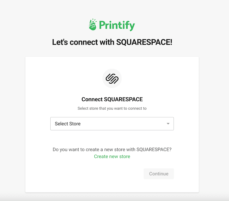 printify select squarespace store page