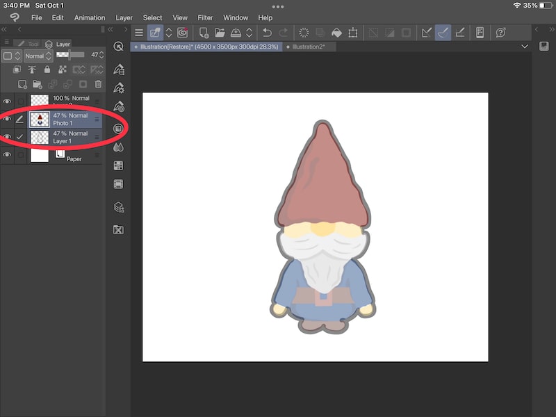 clip studio paint two layers opacity