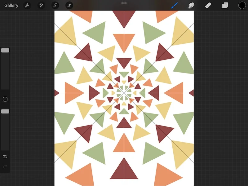 procreate symmetry guide with assisted drawing on