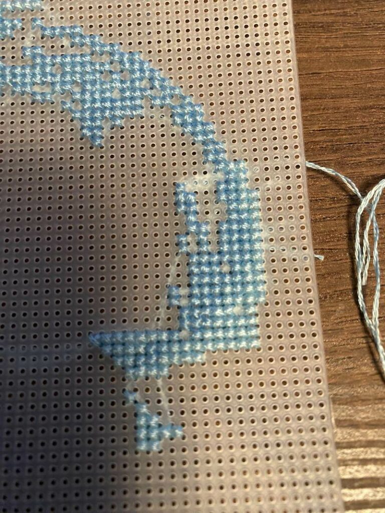 blue cross stitch project