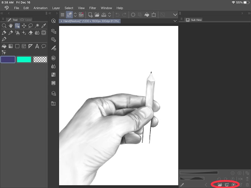 clip studio paint icons for sub view