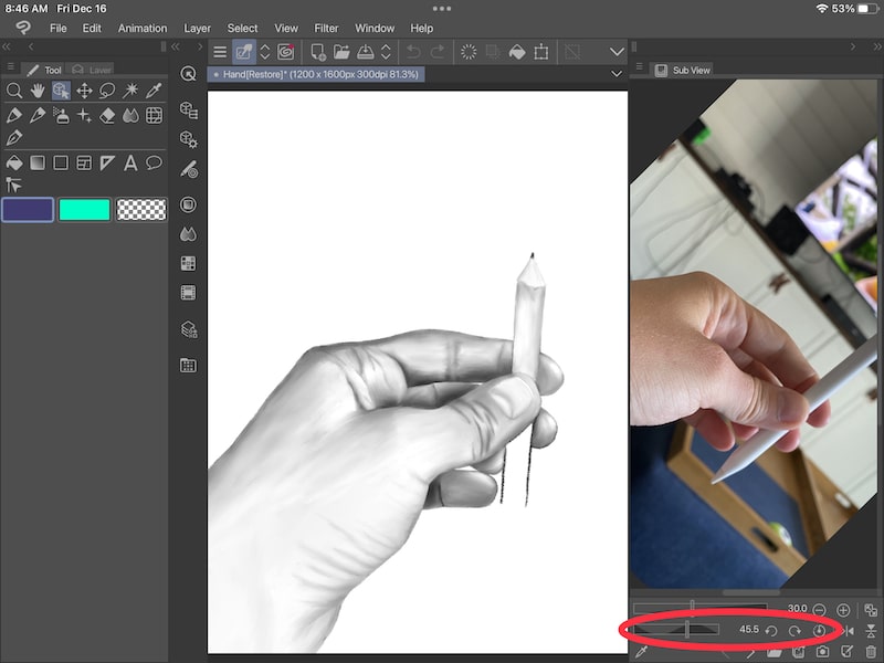 clip studio paint rotate a photo reference photo