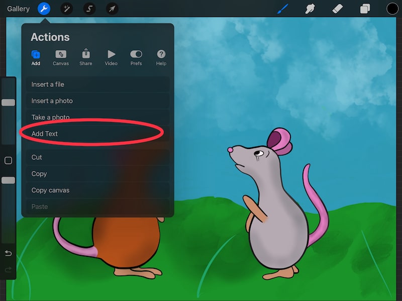 procreate add text mouse2