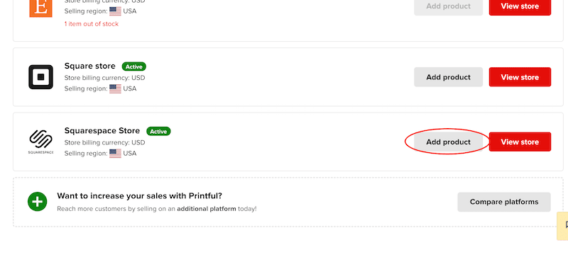 printful add product to squarespace store