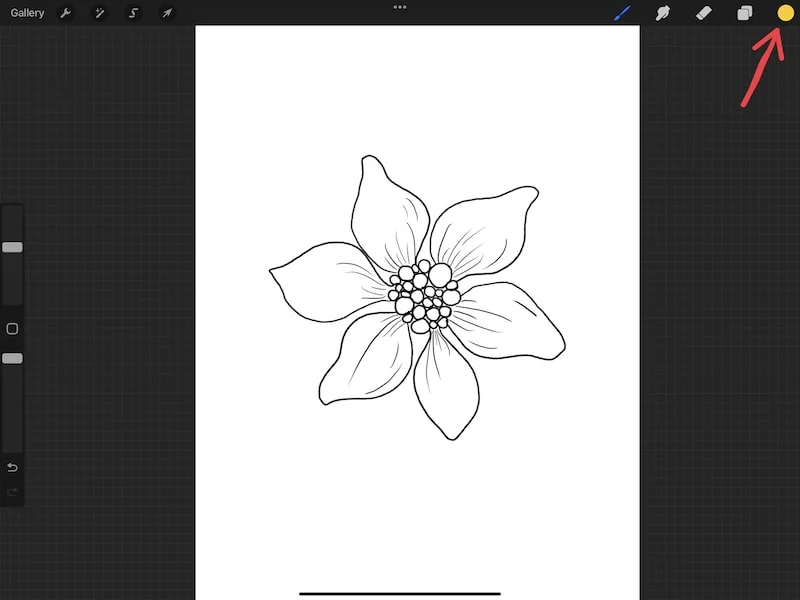 procreate active color yellow flower drawing