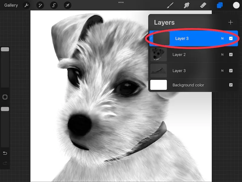procreate clipping mask can't draw on layer dog drawing