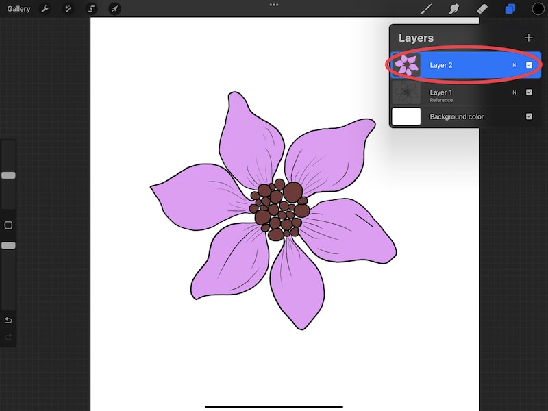 procreate multiple layers selected highlighted flower drawing