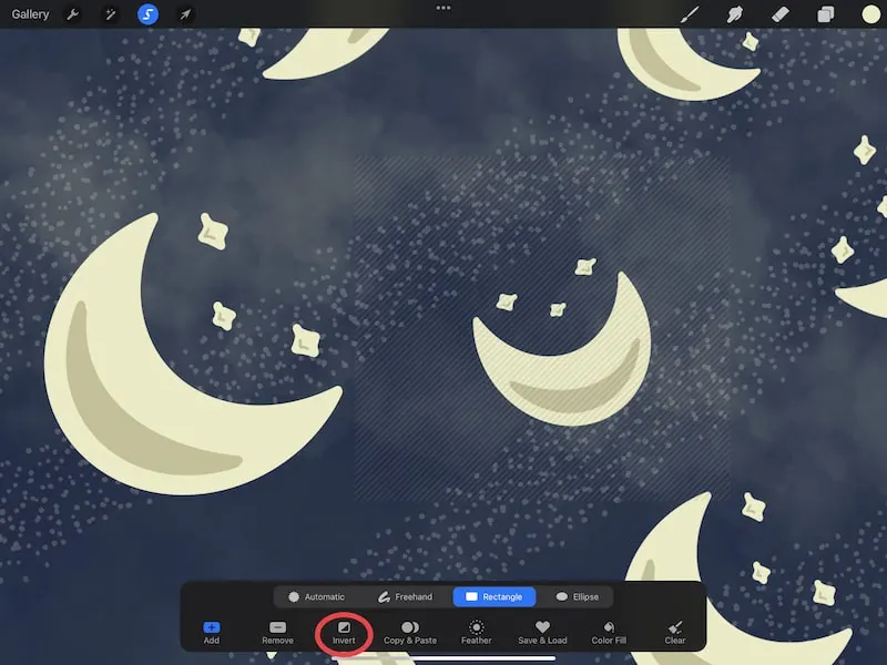 procreate selection tool invert square