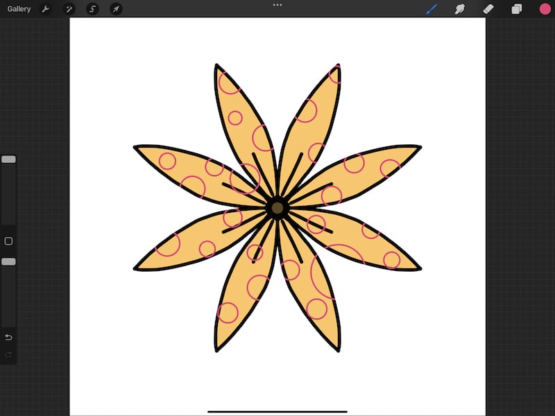 procreate alpha lock to make circles on flower design