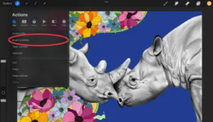 procreate insert a photo button rhinos