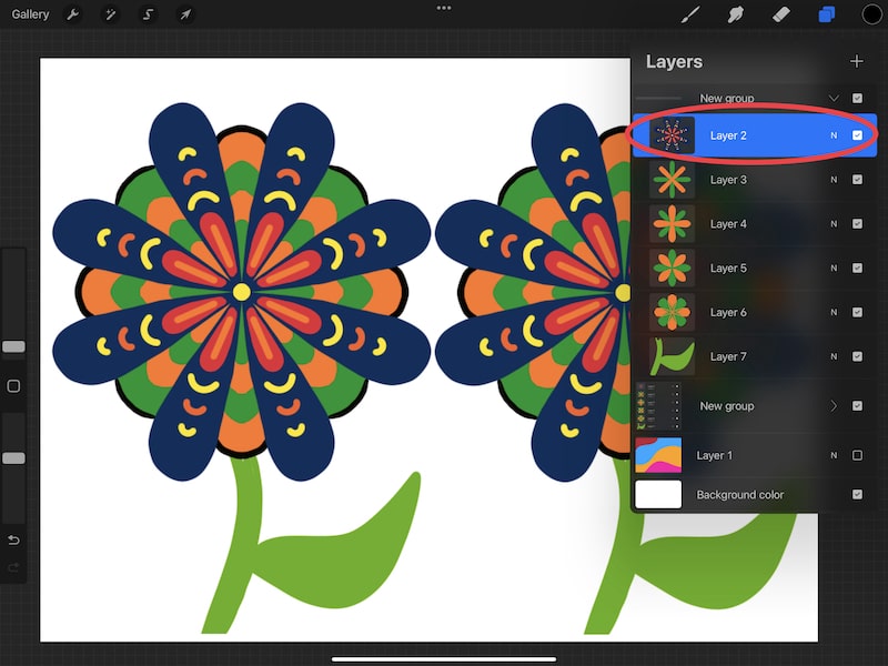overlapping layers for blend modes flowers