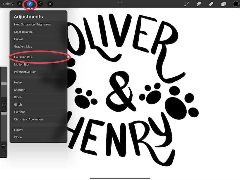procreate gaussian blur for layer