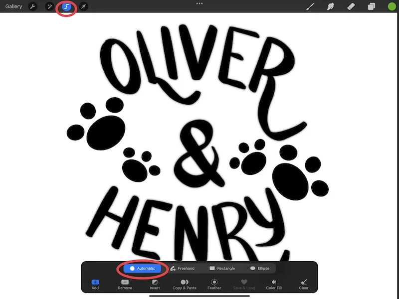 procreate oliver and henry automatic selection