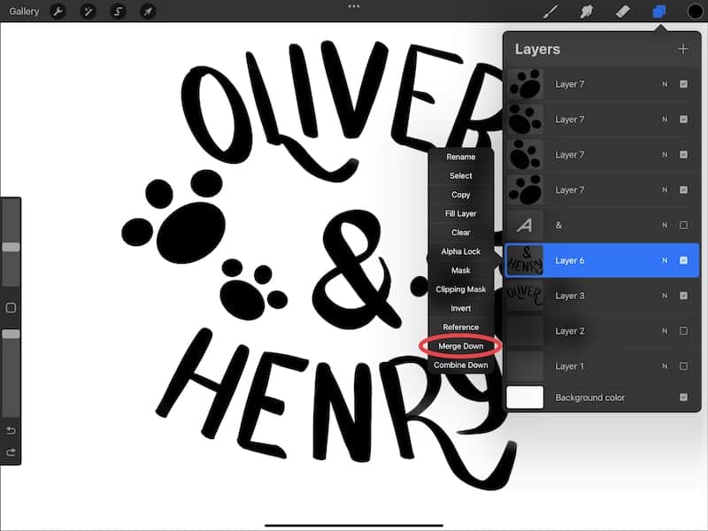 procreate oliver and henry duplicate lettering layer