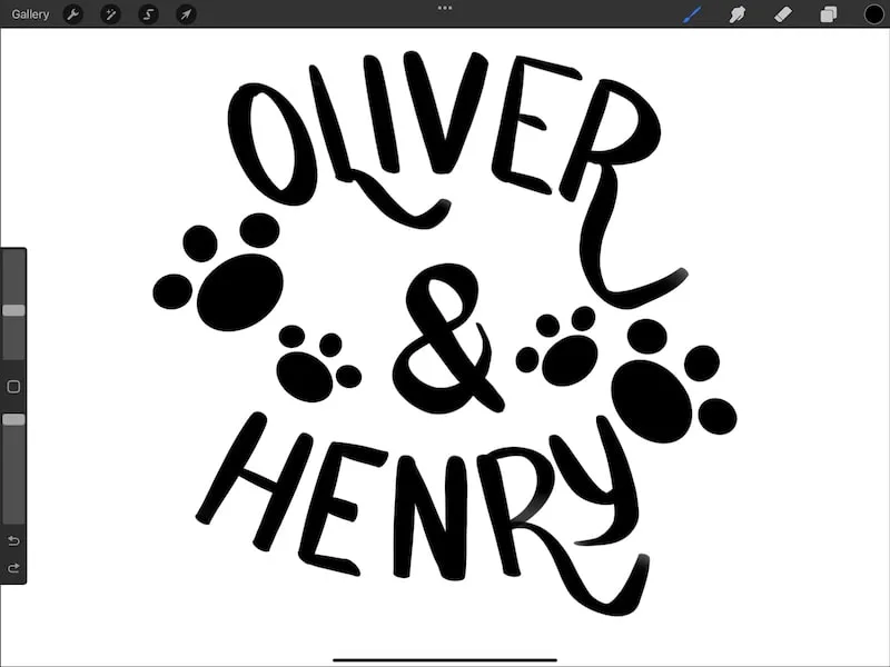 procreate oliver and henry lettering ready for outline