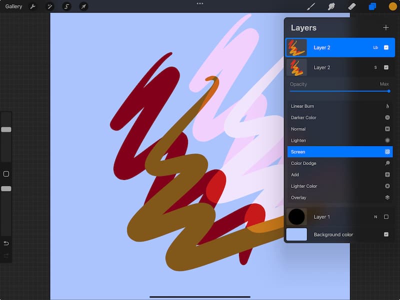 procreate layers with different blend modes