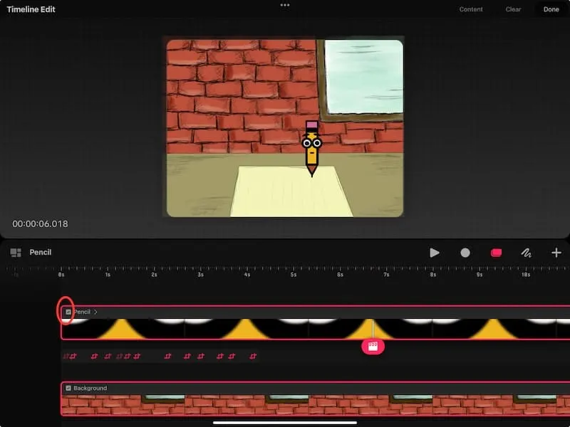 procreate dreams toggle visibility of track pencil animation
